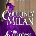 A white woman in a purple satin ball gown stands in profile, her face to the reader.
